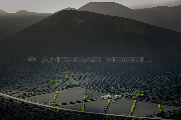 Viñedos iluminados en La Geria - Lanzarote, Islas Canarias