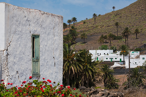Finca con flores en Haria.
