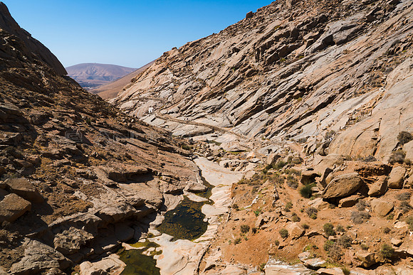 Barranco de Malpaso con la Ermita de la Peñita - Betancuria, Fu