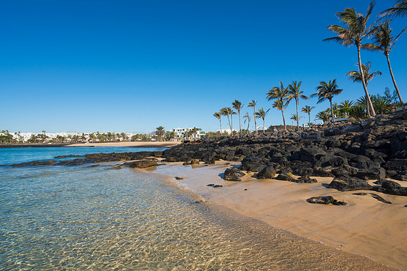 Cala con palmeras en Las Cucharas - Costa Teguise.