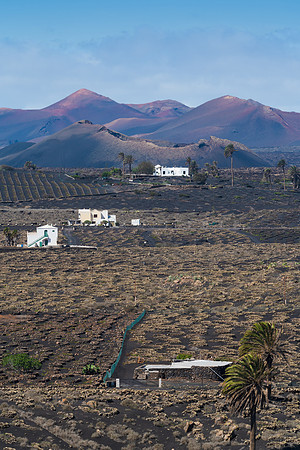 La Geria ante los volcanes del Parque Nacional de Timanfaya - T
