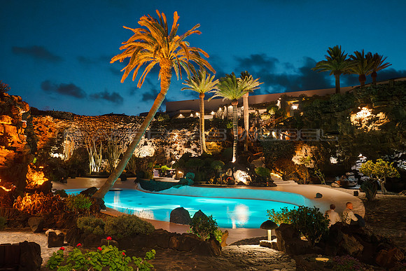 Piscina con palmera - Jameos del Agua, Haria.