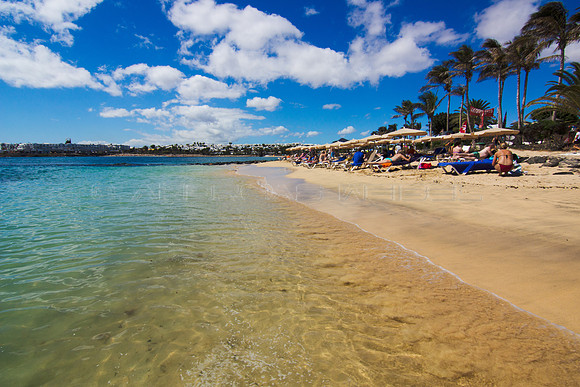 Playa con palmeras - Las Cucharas, Costa Teguise.