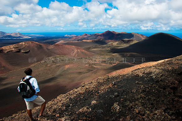 Vistas al Parque Nacional de Timanfaya en Lanzarote, Islas Canarias